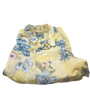 Reyn Spooner Shirt Extra Large  Hawaiian Floral Print Short Sleeve‎ Retro
